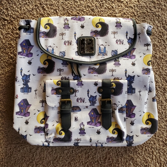 LOUNGEFLY Nightmare Before Christmas Halloween Town Backpack - Picture 4 of 15